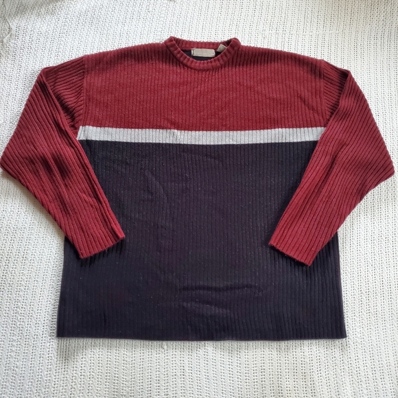 VTG 90's Y2K EIGHT Sweater Men's XXL Maroon Black Long Sleeve Ribbed Knit - Picture 1 of 7
